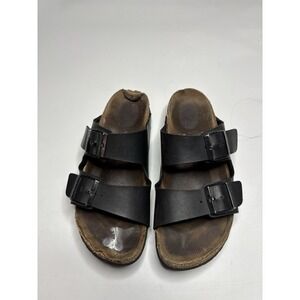 Birkenstock Arizona Sandal, Black Leather, 2 Strap Germany Women's EU 40 US 9.5